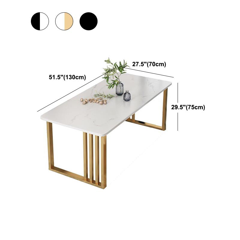 Rectangle Dining Table Stone Dining Table with Double Pedestal