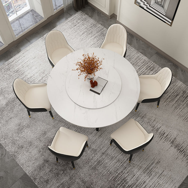 Round Sintered Stone Dining Table Modern Furniture with Double Pedestal for Home