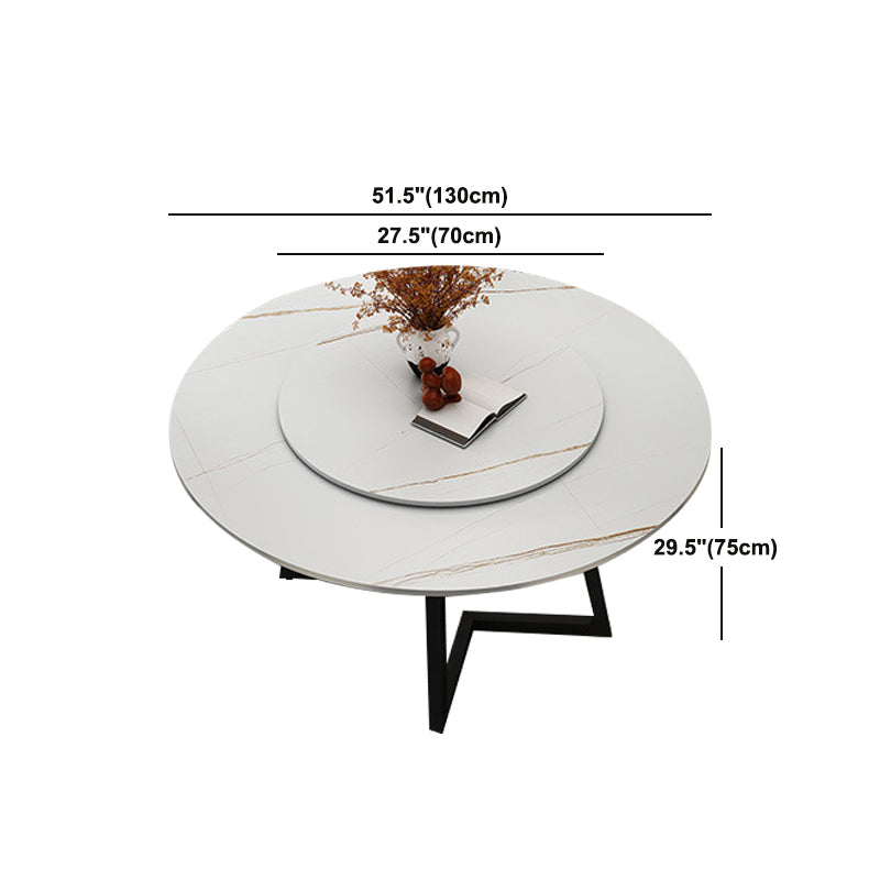 Round Sintered Stone Dining Table Modern Furniture with Double Pedestal for Home