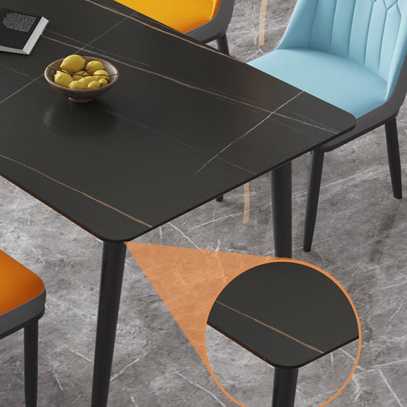 Industrial Stone Dining Table Rectangle Dining Table with 4 Legs