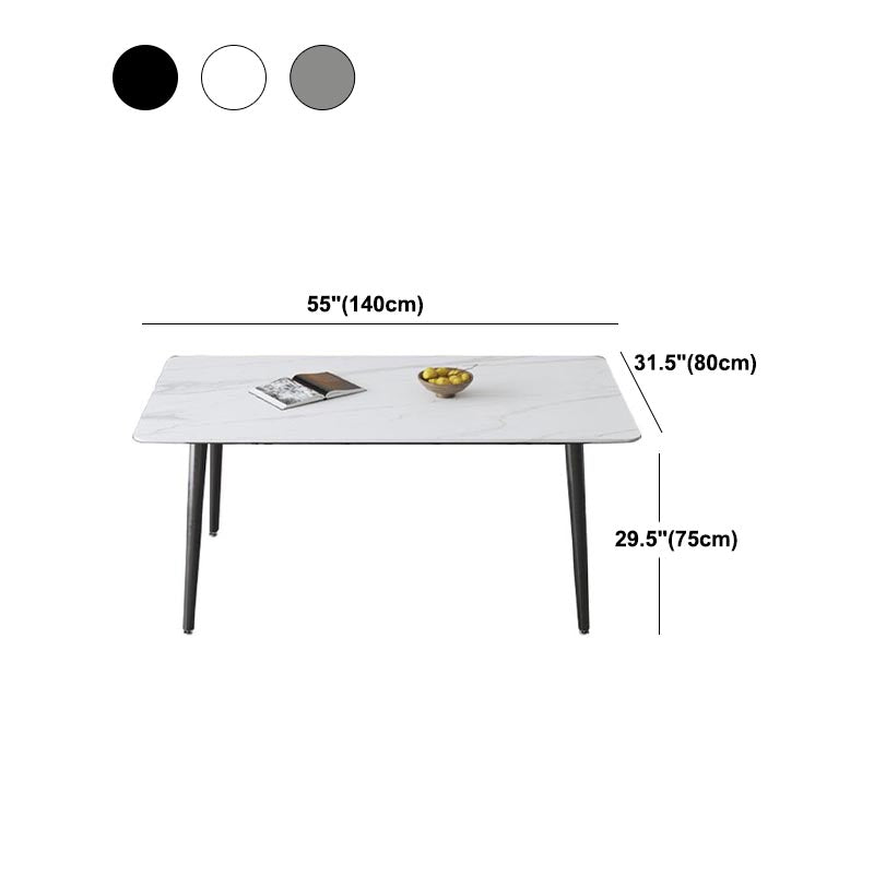 Industrial Stone Dining Table Rectangle Dining Table with 4 Legs