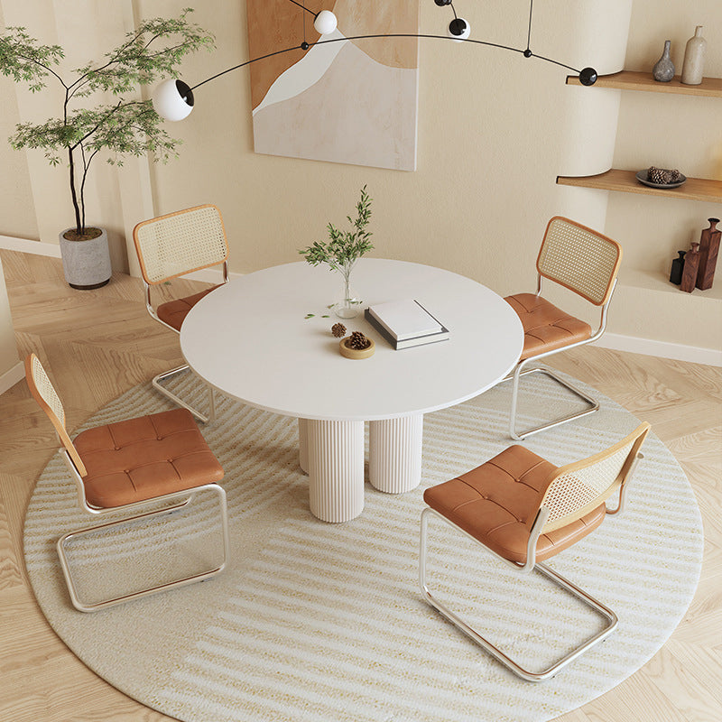 Round Dining Table Modern Furniture with Solid Wood Base for Home