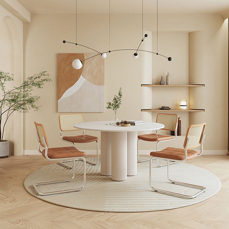 Round Dining Table Modern Furniture with Solid Wood Base for Home