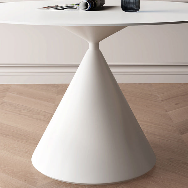 Round Sintered Stone Dining Table Modern Dining Table with Steel Pedestal Base for Home