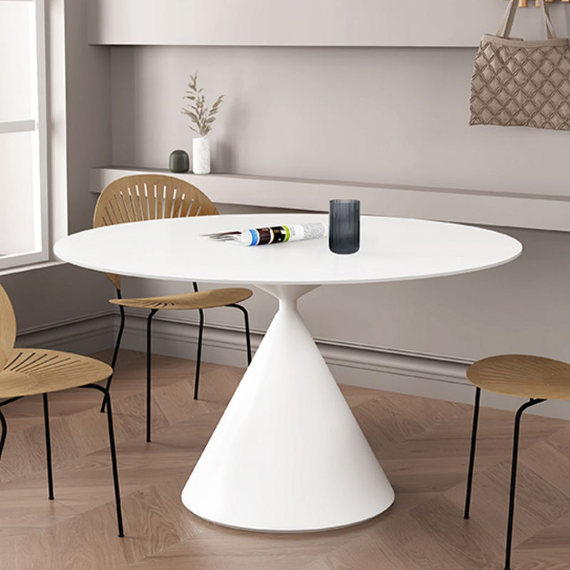 Round Sintered Stone Dining Table Modern Dining Table with Steel Pedestal Base for Home