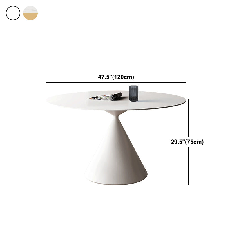 Round Sintered Stone Dining Table Modern Dining Table with Steel Pedestal Base for Home