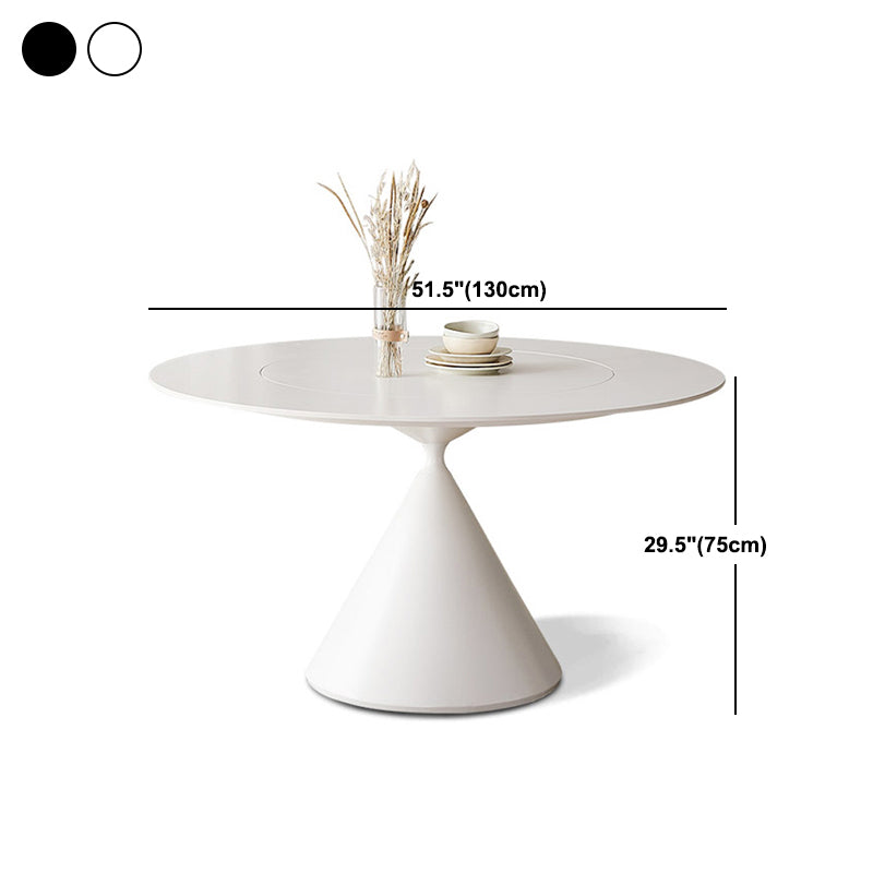 Round Sintered Stone Dining Table Modern Dining Table with Steel Pedestal Base for Home
