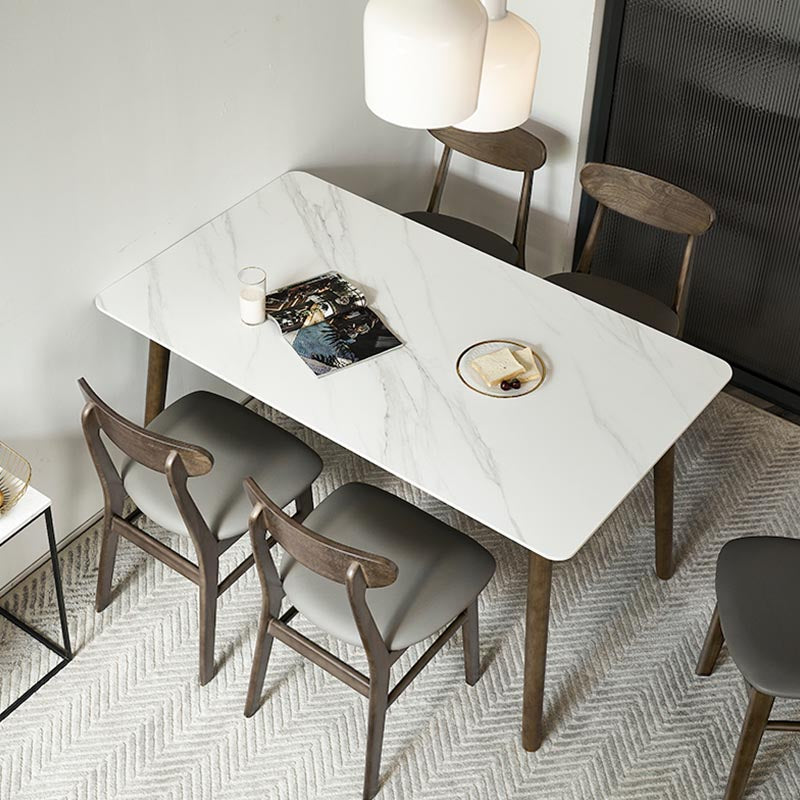 Mid-Century Rectangle Dining Table Solid Wood Base Dining Table for Dining