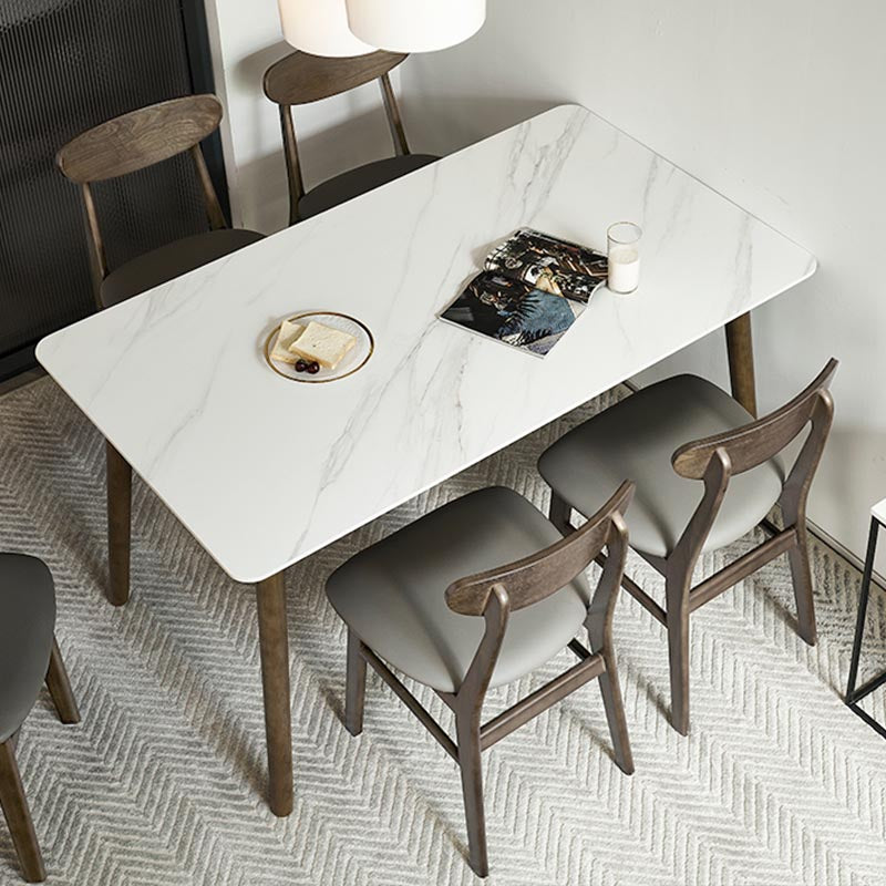 Mid-Century Rectangle Dining Table Solid Wood Base Dining Table for Dining