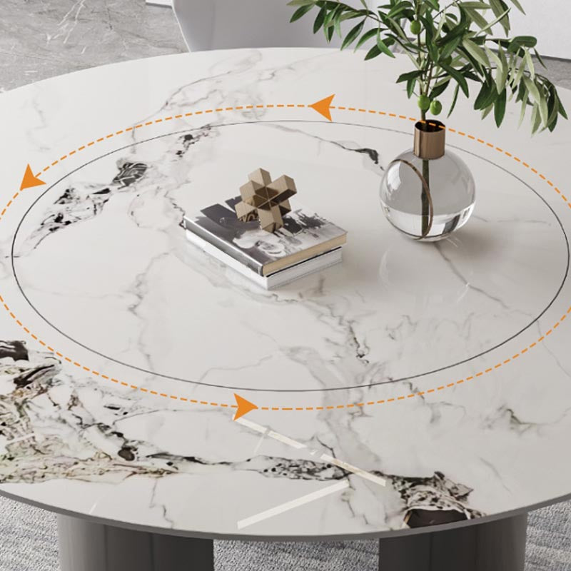 Round Dining Table Contemporary Dining Table with Stainless Steel Pedestal Base