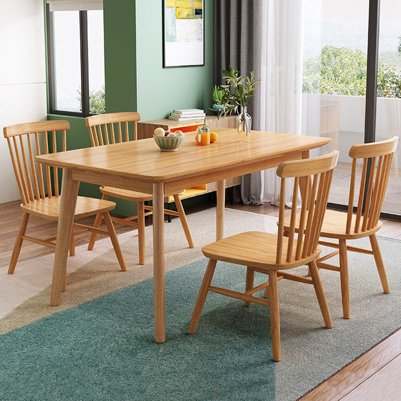 Rectangular Solid Wood Dining Table Modern Furniture with 4 Legs for Home