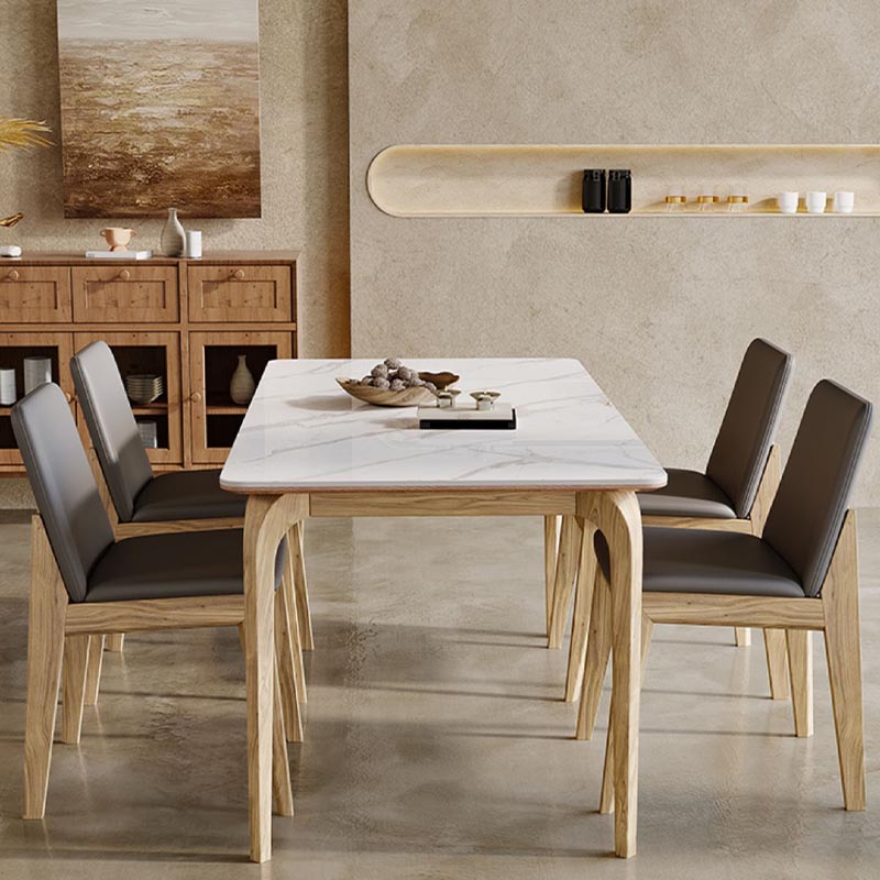 Rectangle Dining Table Solid Wood Base Dining Table for Kitchen