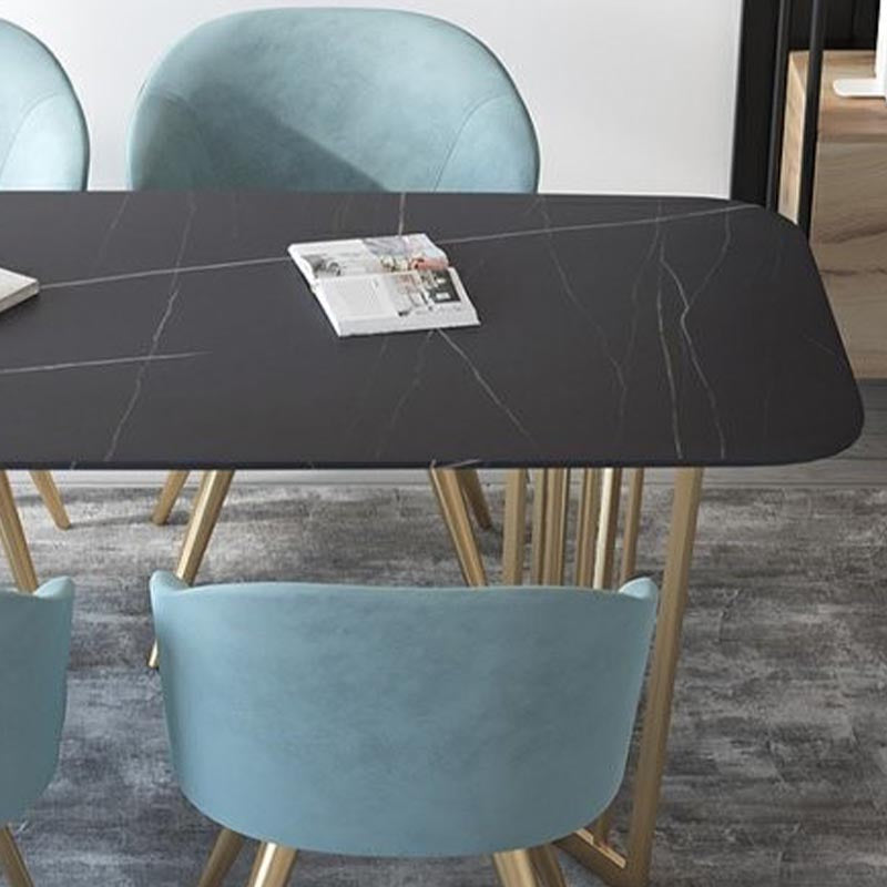 Rectangle Dining Table Double Pedestal Dining Table with Stone Top