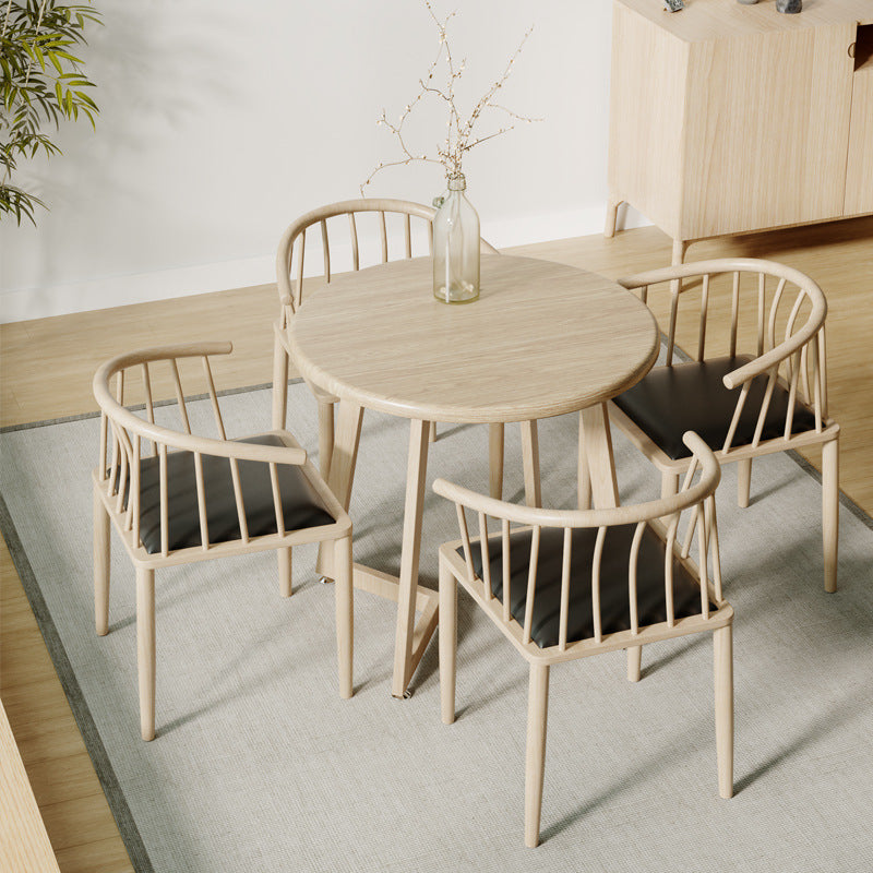 Round Wood Dining Table Sled Base Dining Table in Natural and Walnut