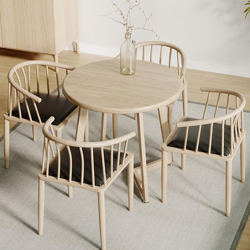 Round Wood Dining Table Sled Base Dining Table in Natural and Walnut