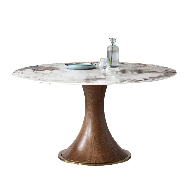 Round Sintered Stone Dining Table Modern Furniture with Pedestal Base for Indoor