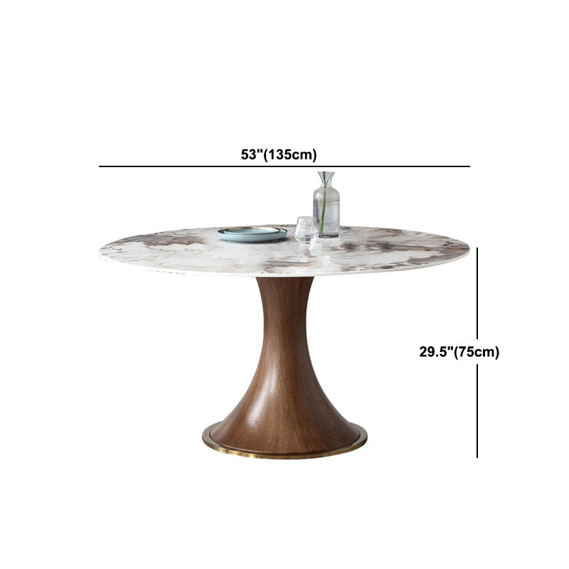 Round Sintered Stone Dining Table Modern Furniture with Pedestal Base for Indoor