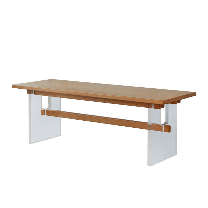 Rectangular Solid Wood Dining Table Modern Brown Furniture with Trestle Base for Home