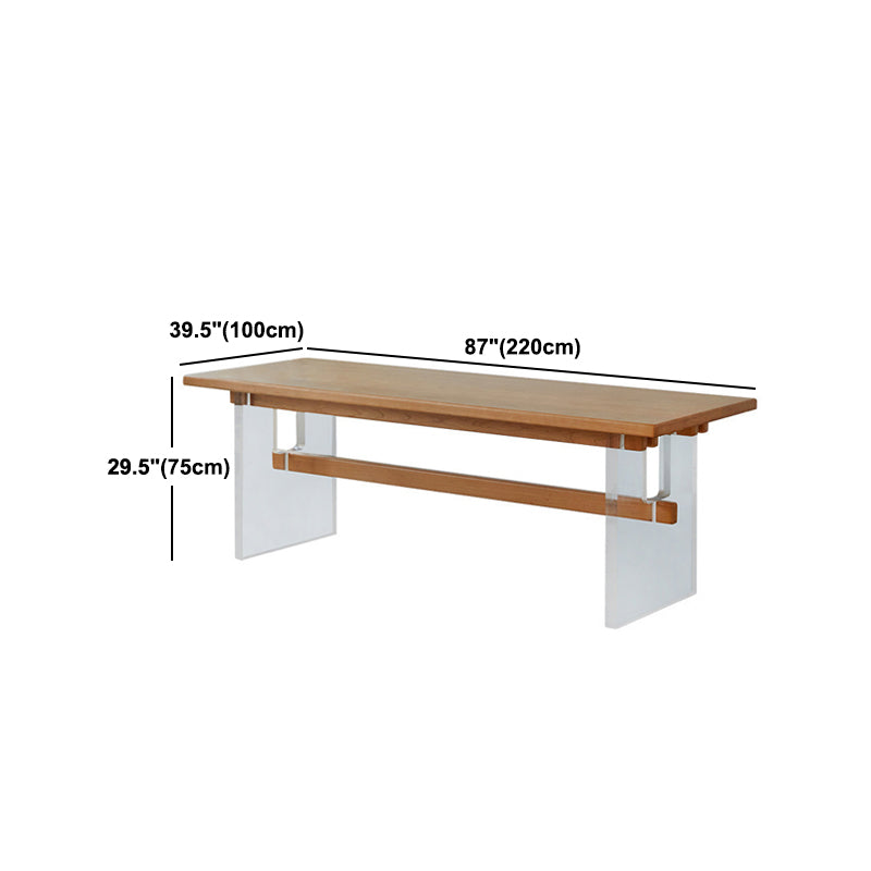 Rectangular Solid Wood Dining Table Modern Brown Furniture with Trestle Base for Home