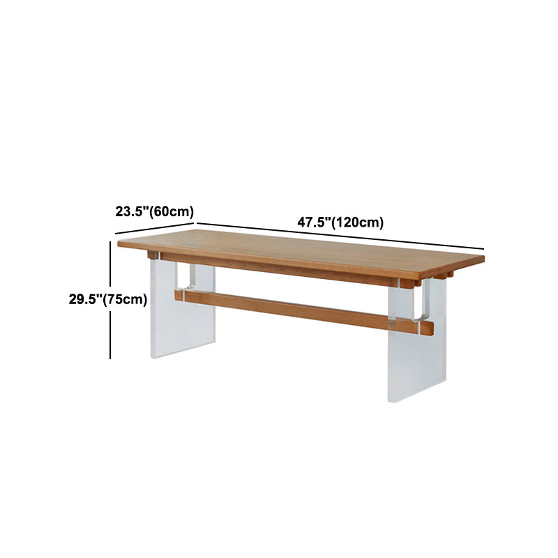 Rectangular Solid Wood Dining Table Modern Brown Furniture with Trestle Base for Home