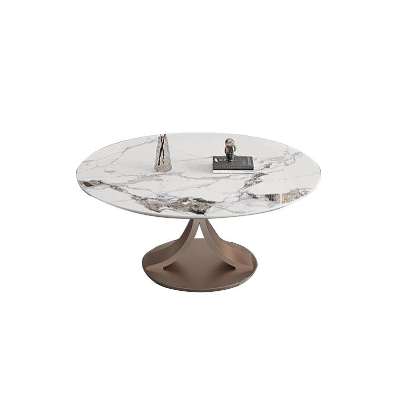 Round Sintered Stone Dining Table Modern Furniture with Pedestal Steel Base