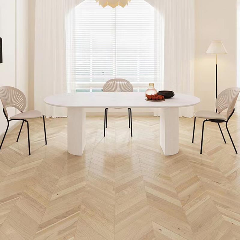 Oval Solid Wood Dining Table Modern White-black Furniture with Double Pedestal for Office