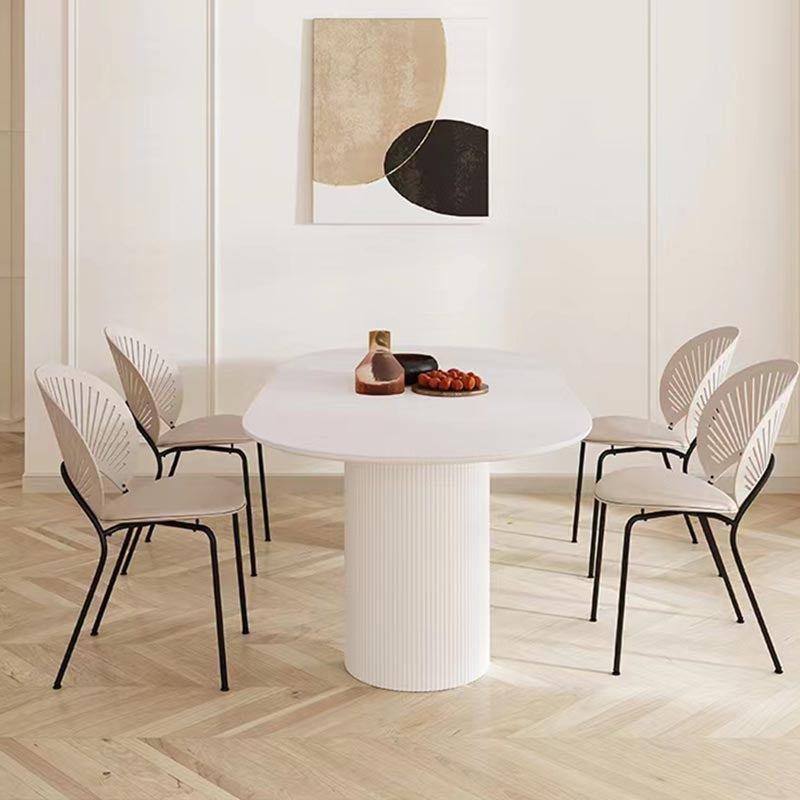 Oval Solid Wood Dining Table Modern White-black Furniture with Double Pedestal for Office