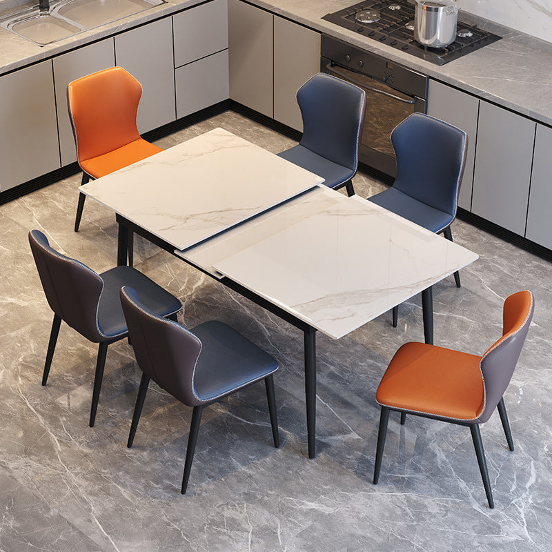 Rectangular Sintered Stone Dining Table Modern Extendable Table with 4 Legs