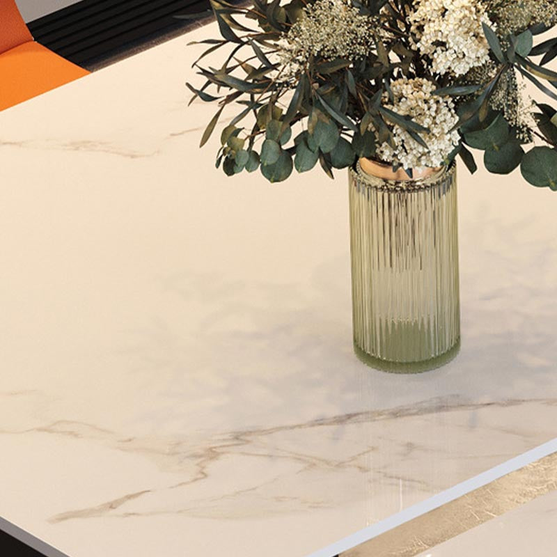 Rectangular Sintered Stone Dining Table Modern Extendable Table with 4 Legs
