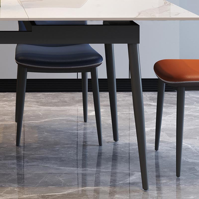 Rectangular Sintered Stone Dining Table Modern Extendable Table with 4 Legs