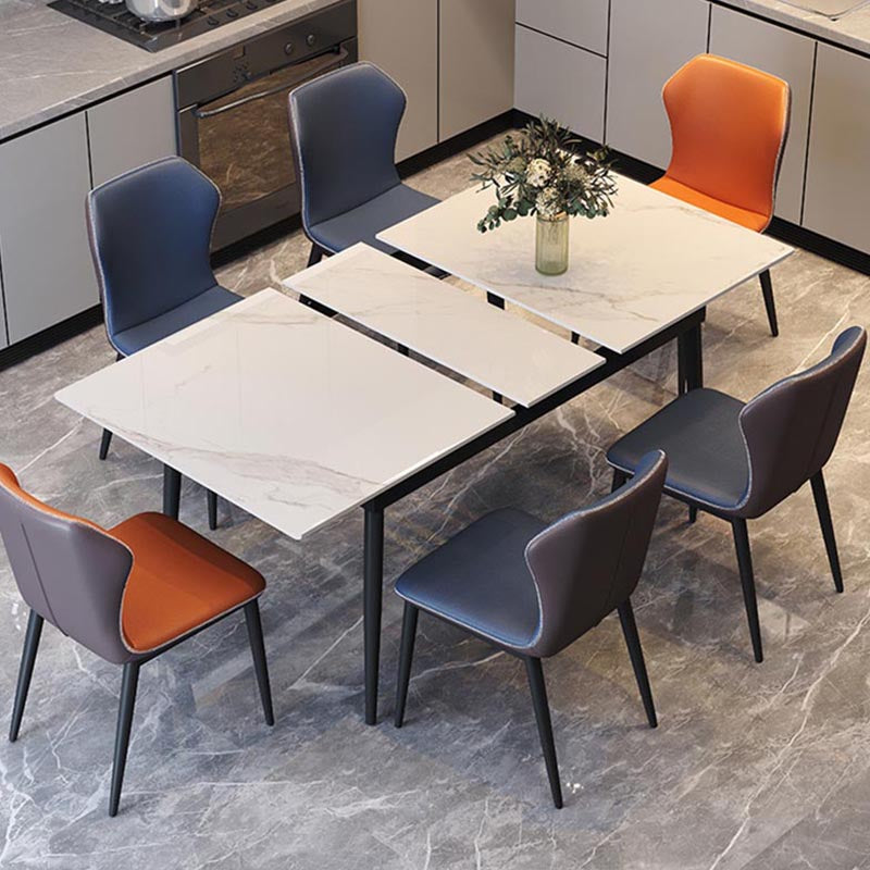 Rectangular Sintered Stone Dining Table Modern Extendable Table with 4 Legs