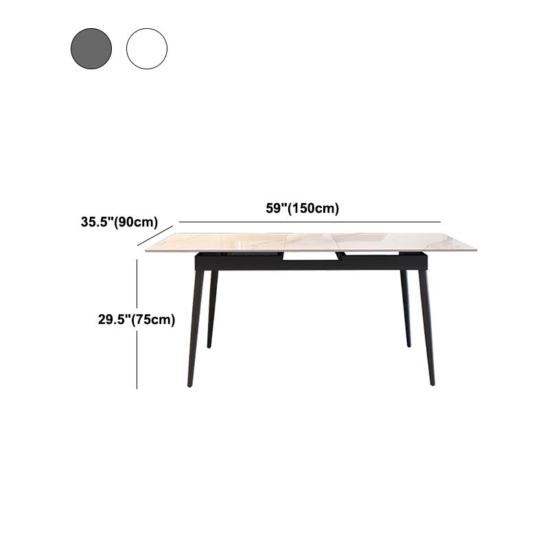 Rectangular Sintered Stone Dining Table Modern Extendable Table with 4 Legs