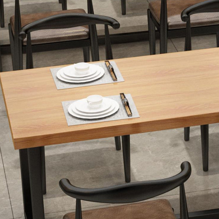 Industrial Pine Solid Wood Table Rectangle Dining Table with Trestle Base
