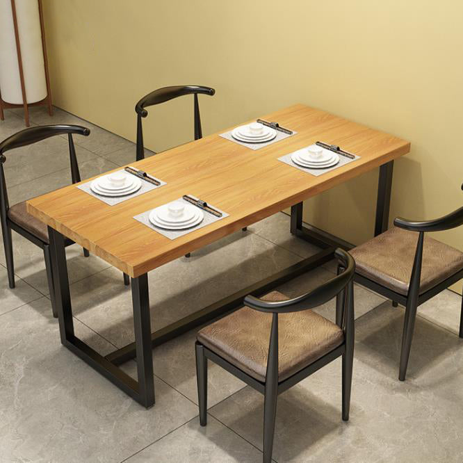 Industrial Pine Solid Wood Table Rectangle Dining Table with Trestle Base