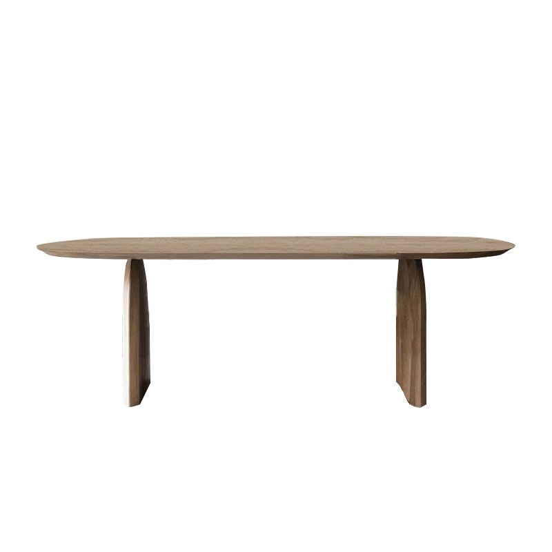 Oval Solid Wood Dining Table Modern Natural Furniture with Double Pedestal for Kitchen