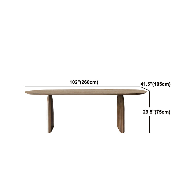 Oval Solid Wood Dining Table Modern Natural Furniture with Double Pedestal for Kitchen
