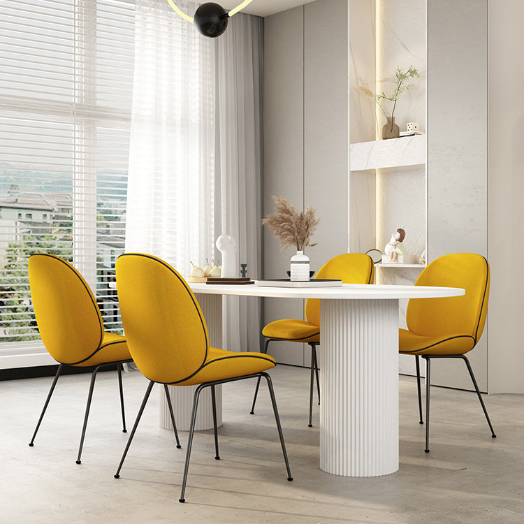 Oval Sintered Stone Dining Table Modern White-black Furniture with Double Pedestal Base