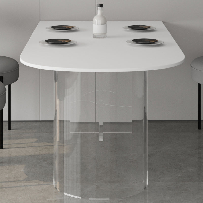 Oval Sintered Stone Dining Table Modern Furniture with Clear Acrylic Double Pedestal