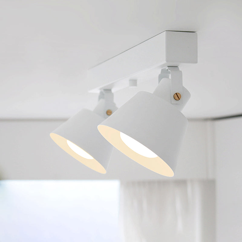 2/3/4 Lights Bucket Ceiling Light Fixture Loft Stylish Black/White Finish Metal Rotatable Semi Flush Mount Lighting