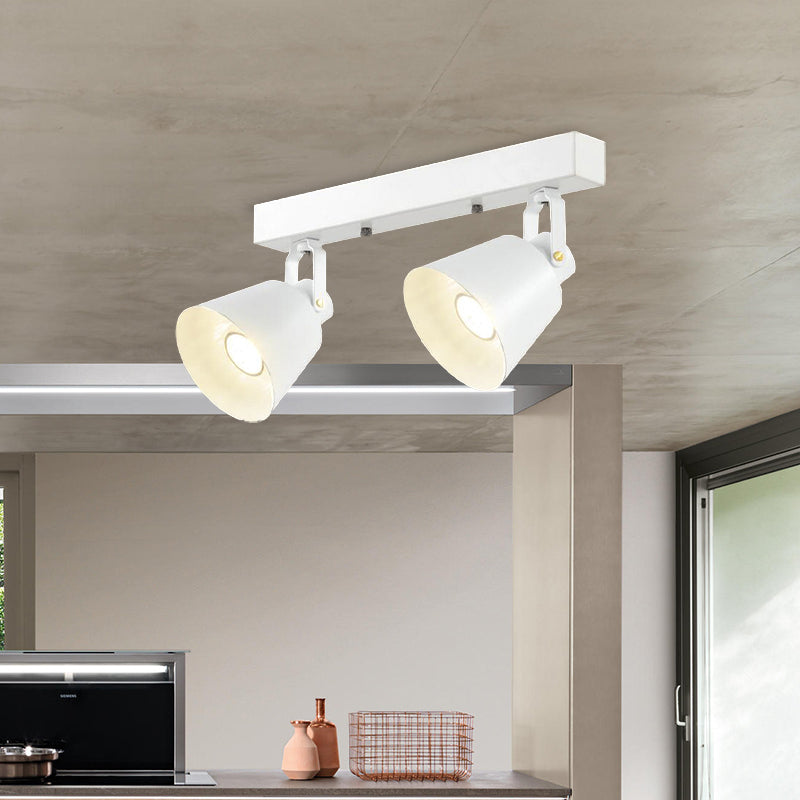 2/3/4 Lights Bucket Ceiling Light Fixture Loft Stylish Black/White Finish Metal Rotatable Semi Flush Mount Lighting