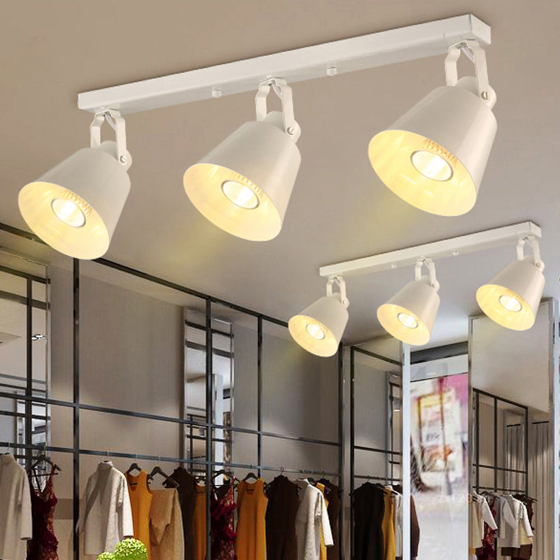 2/3/4 Lights Bucket Ceiling Light Fixture Loft Stylish Black/White Finish Metal Rotatable Semi Flush Mount Lighting