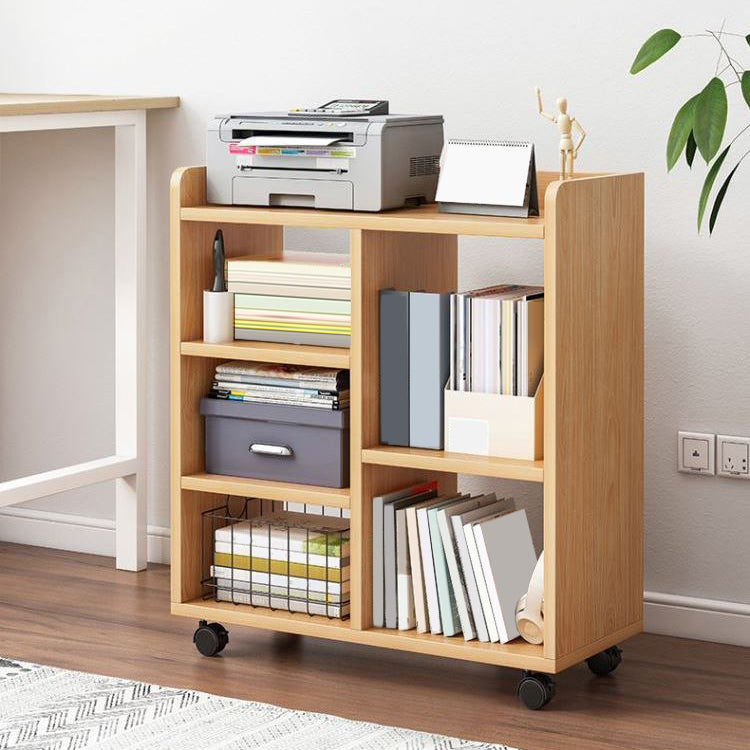 Contemporary Standard Bookshelf Engineered Wood Bookcase with Caster