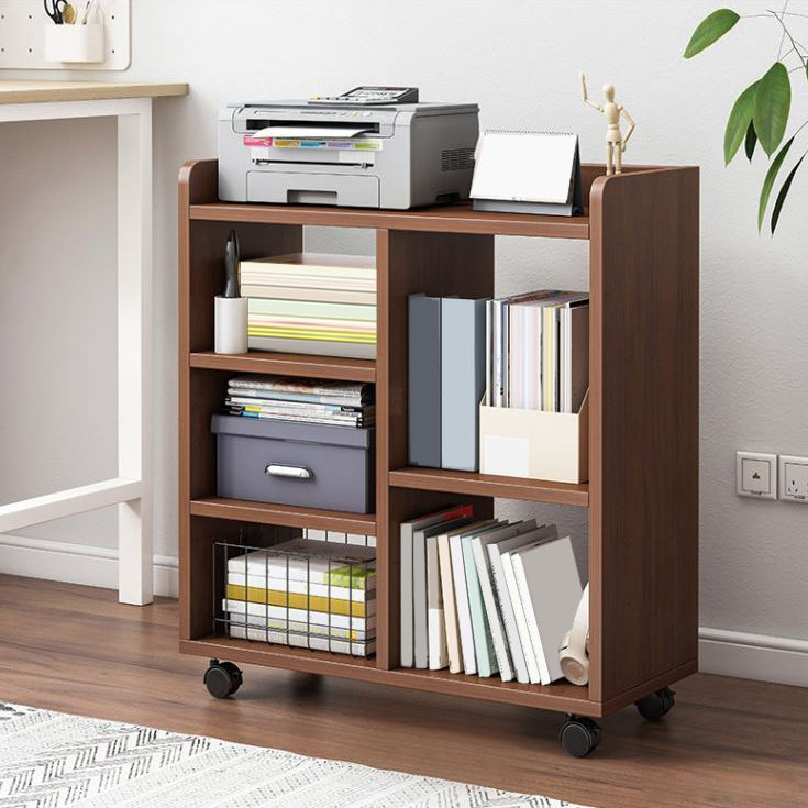 Contemporary Standard Bookshelf Engineered Wood Bookcase with Caster
