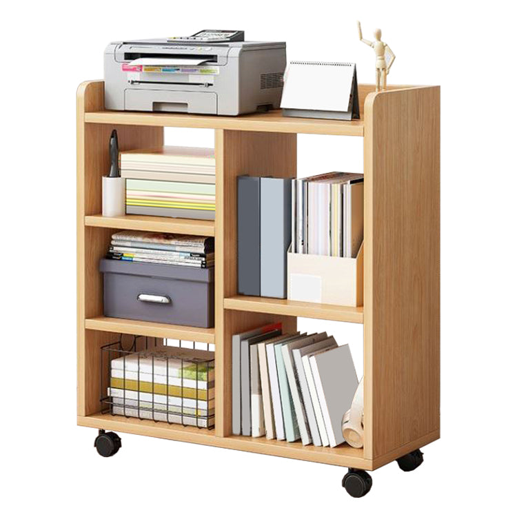 Contemporary Standard Bookshelf Engineered Wood Bookcase with Caster