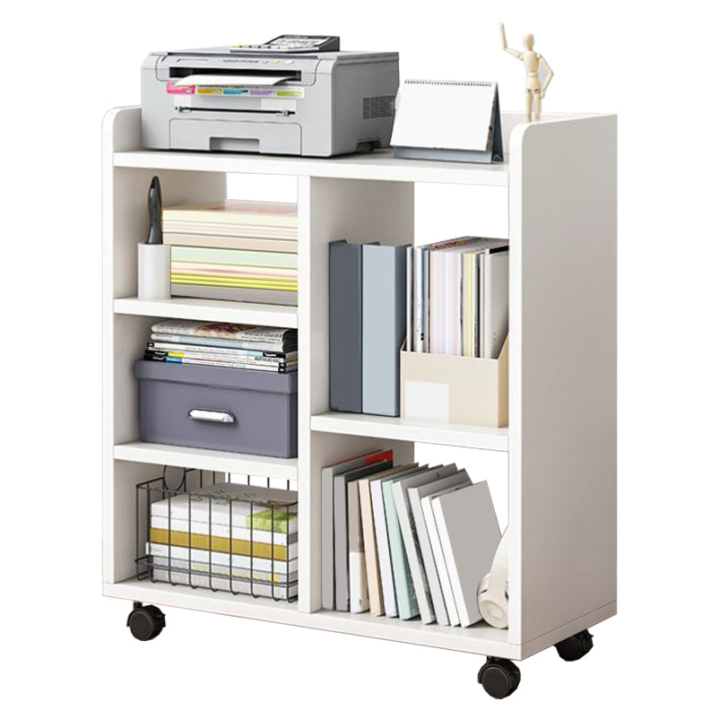 Contemporary Standard Bookshelf Engineered Wood Bookcase with Caster
