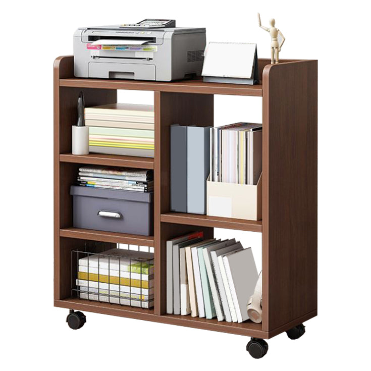 Contemporary Standard Bookshelf Engineered Wood Bookcase with Caster