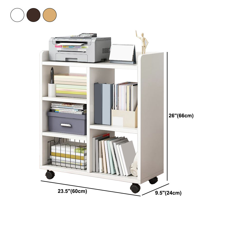 Contemporary Standard Bookshelf Engineered Wood Bookcase with Caster