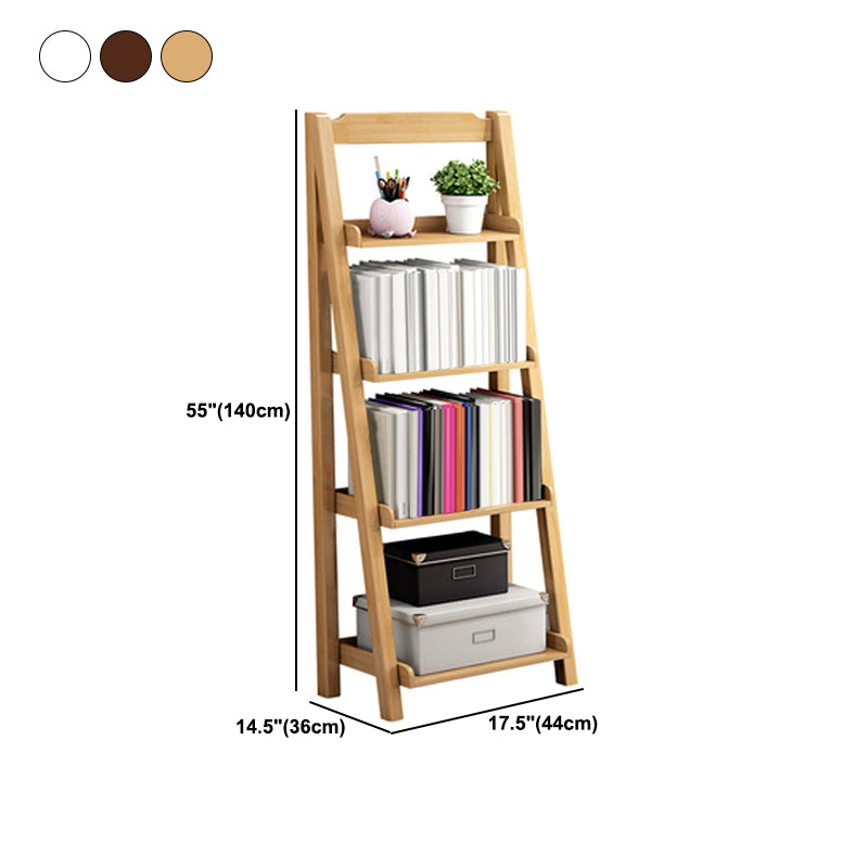 Solid Wood Bookshelf Modern Ladder Bookshelf 55.1" H X 14.2" W