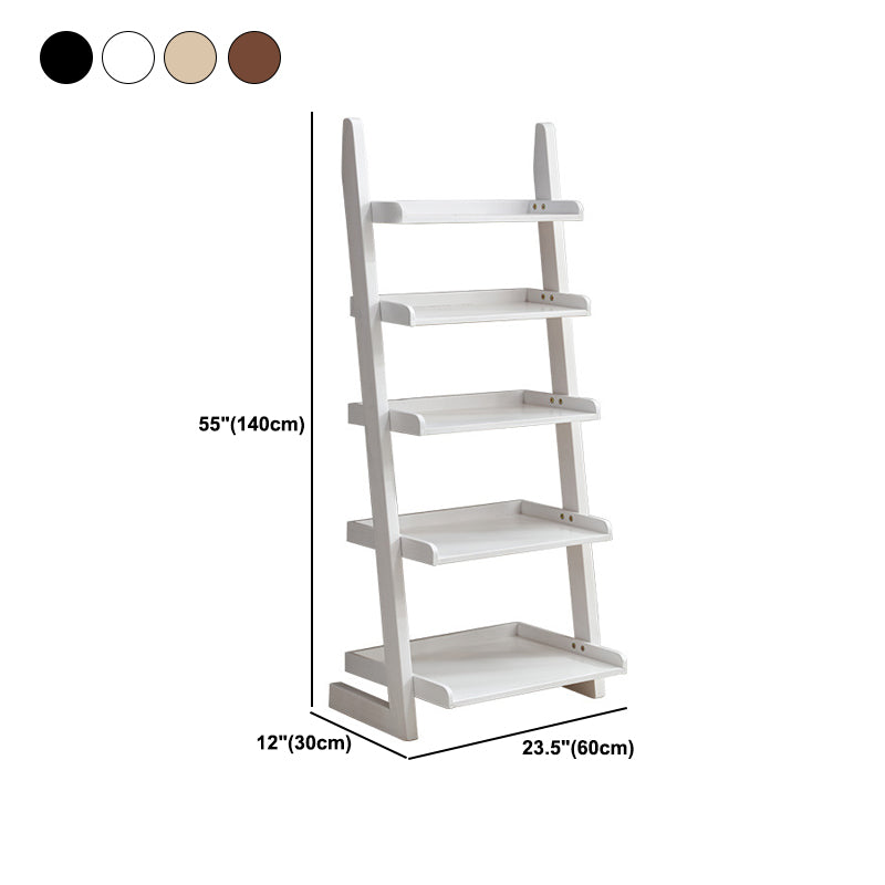 Ladder Bookshelf Modern Wooden Bookcase for Living Room 55.1"H