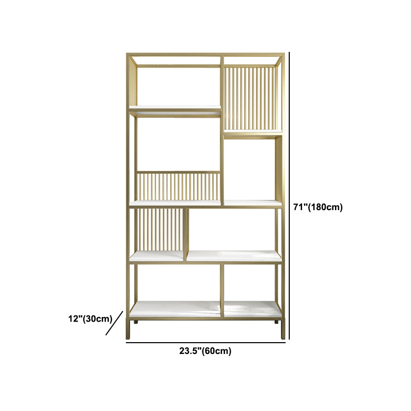 Modern Metel Bookcase Gold Etagere Bookshelf for Living Room 70.9" H X 11.8" W